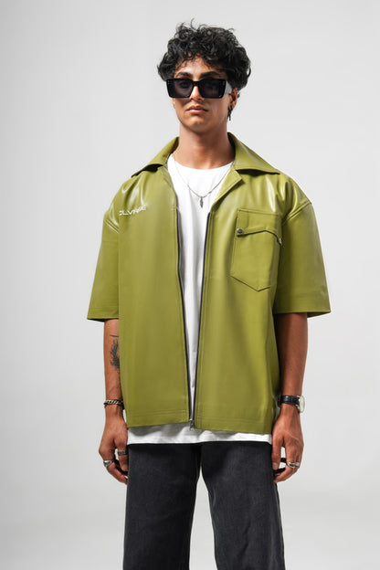 Green Vegan Leather Shirt (Pre-order Piece)