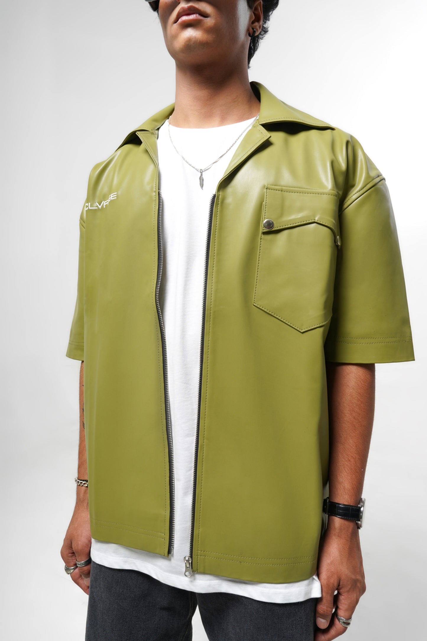 Green Vegan Leather Shirt (Pre-order Piece)