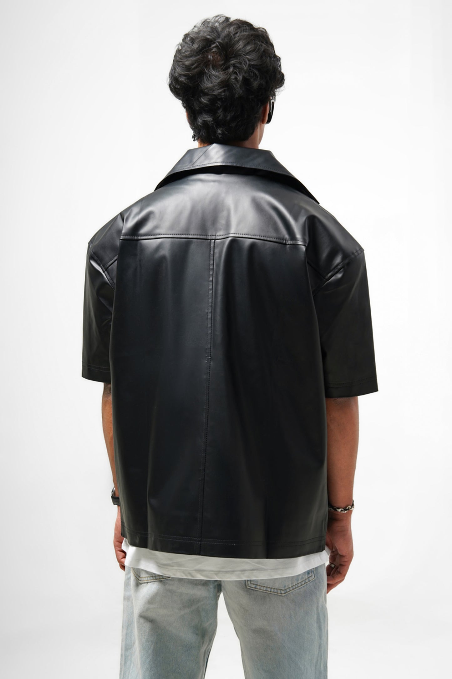 Black Vegan Leather Shirt (Pre-order Piece)