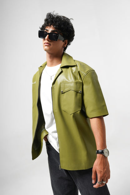 Green Vegan Leather Shirt (Pre-order Piece)