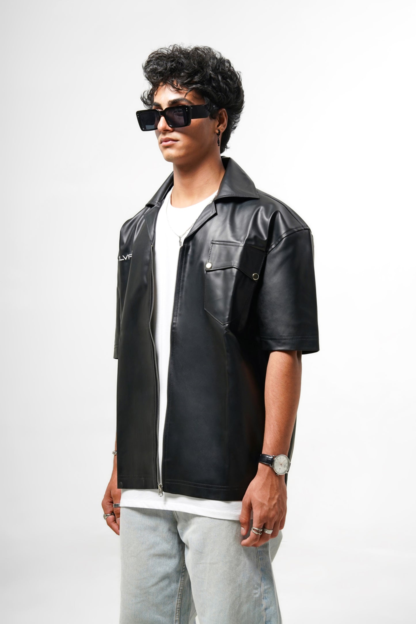 Black Vegan Leather Shirt (Pre-order Piece)